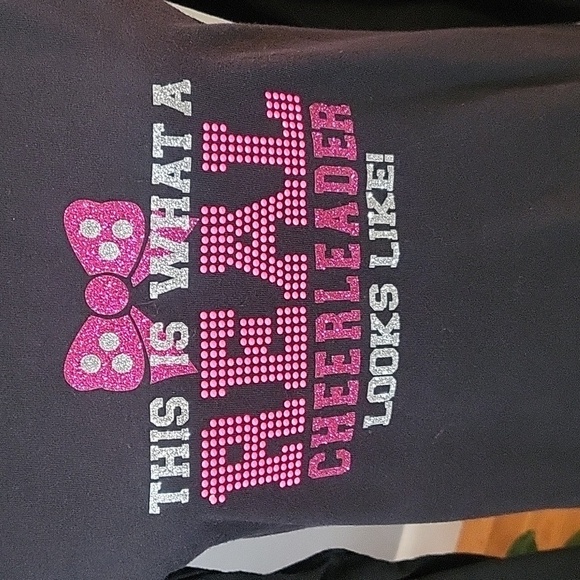 Hanes Black and Pink Long Sleeve Cheerleader Logo Tee - Size S - Picture 2 of 6
